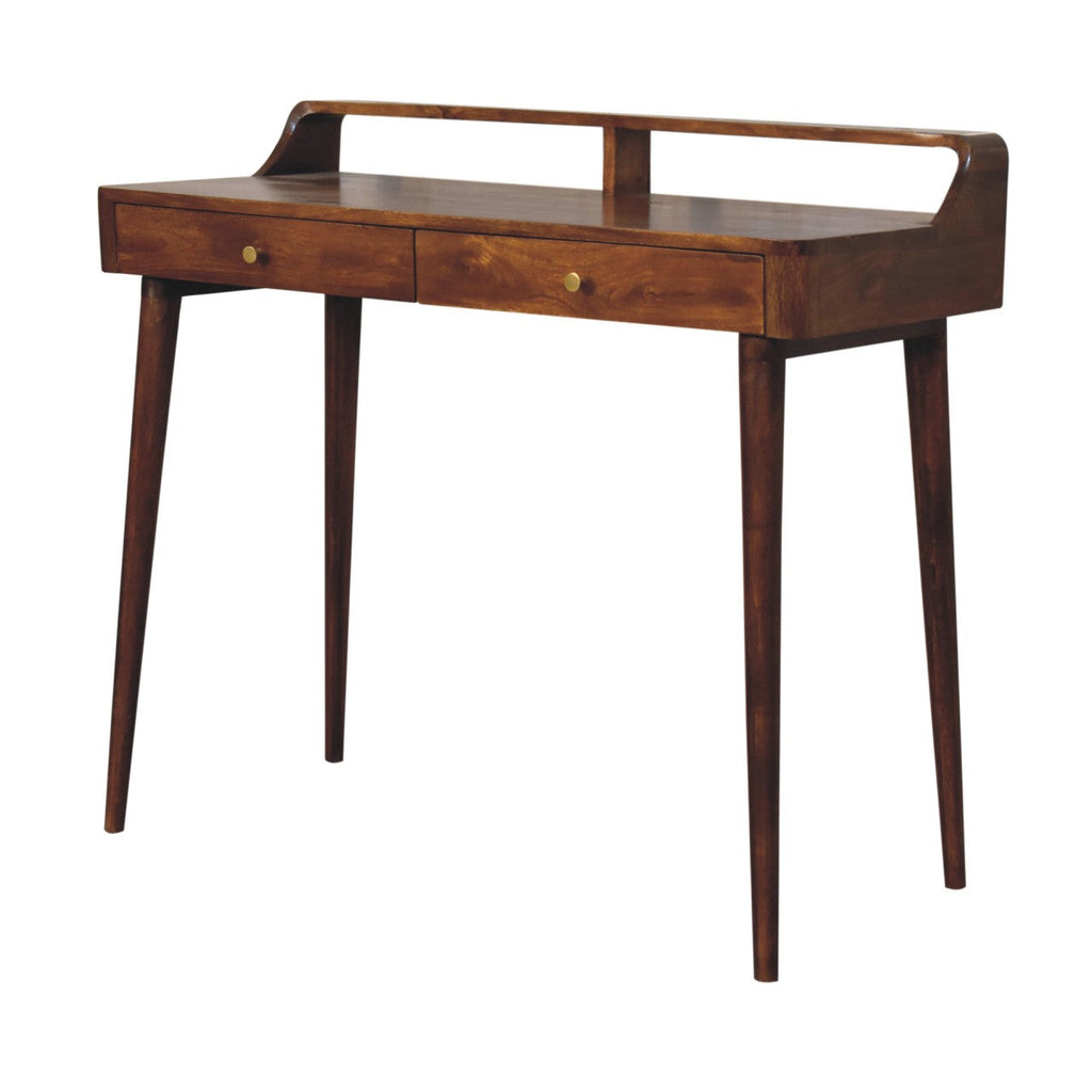 Elevated Chestnut Console Table, 2-Drawers, Nordic Legs