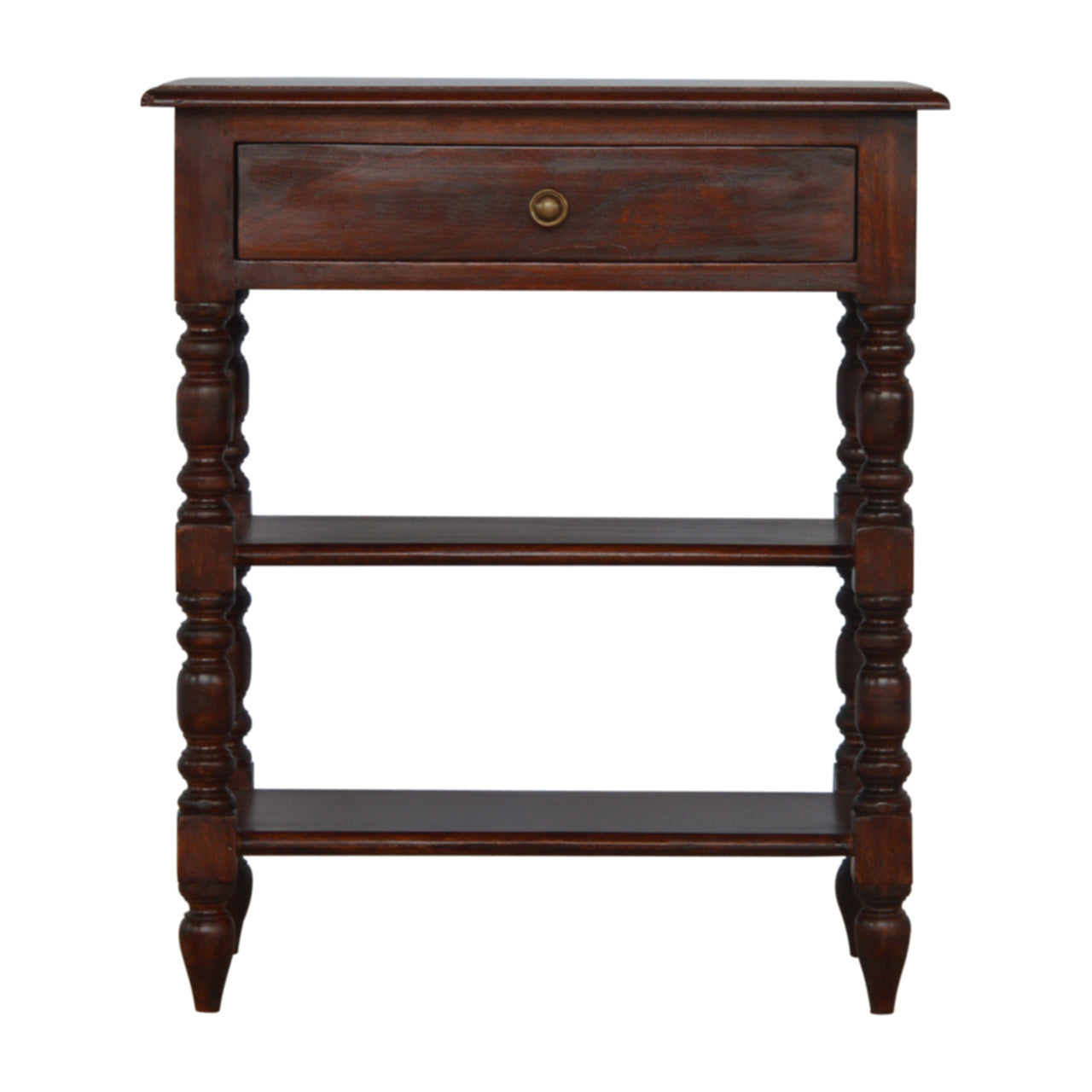 Solid Wood Turned Occasional Table, 1-Drawer