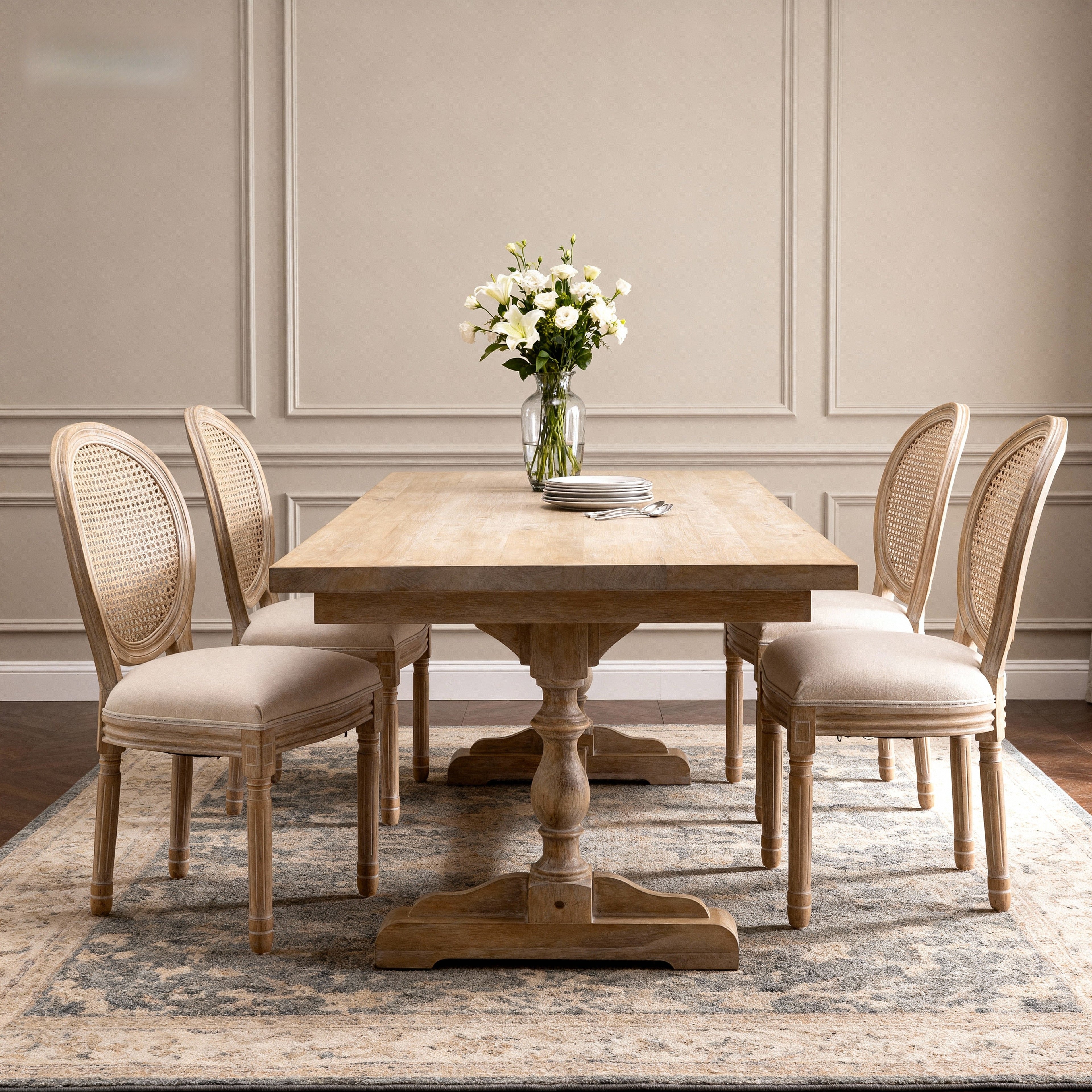 French Style Solid Wood Frame Seating for Dining