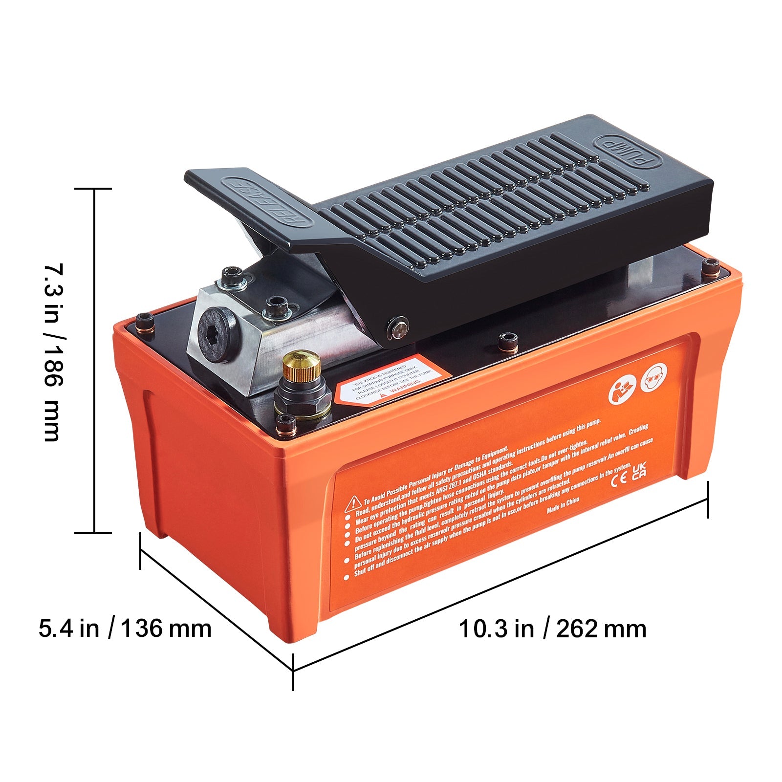 Air Hydraulic Pump with 10,000 PSI Capacity and 1/2 Gal Reservoir