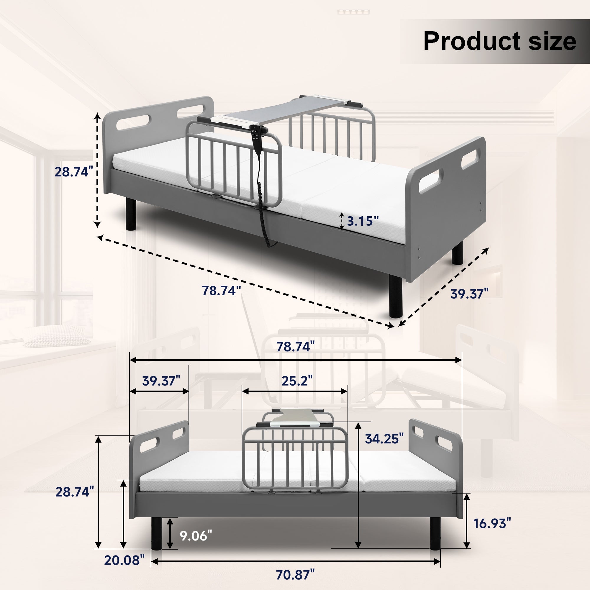 Electric Adjustable Hospital Bed for Home Use