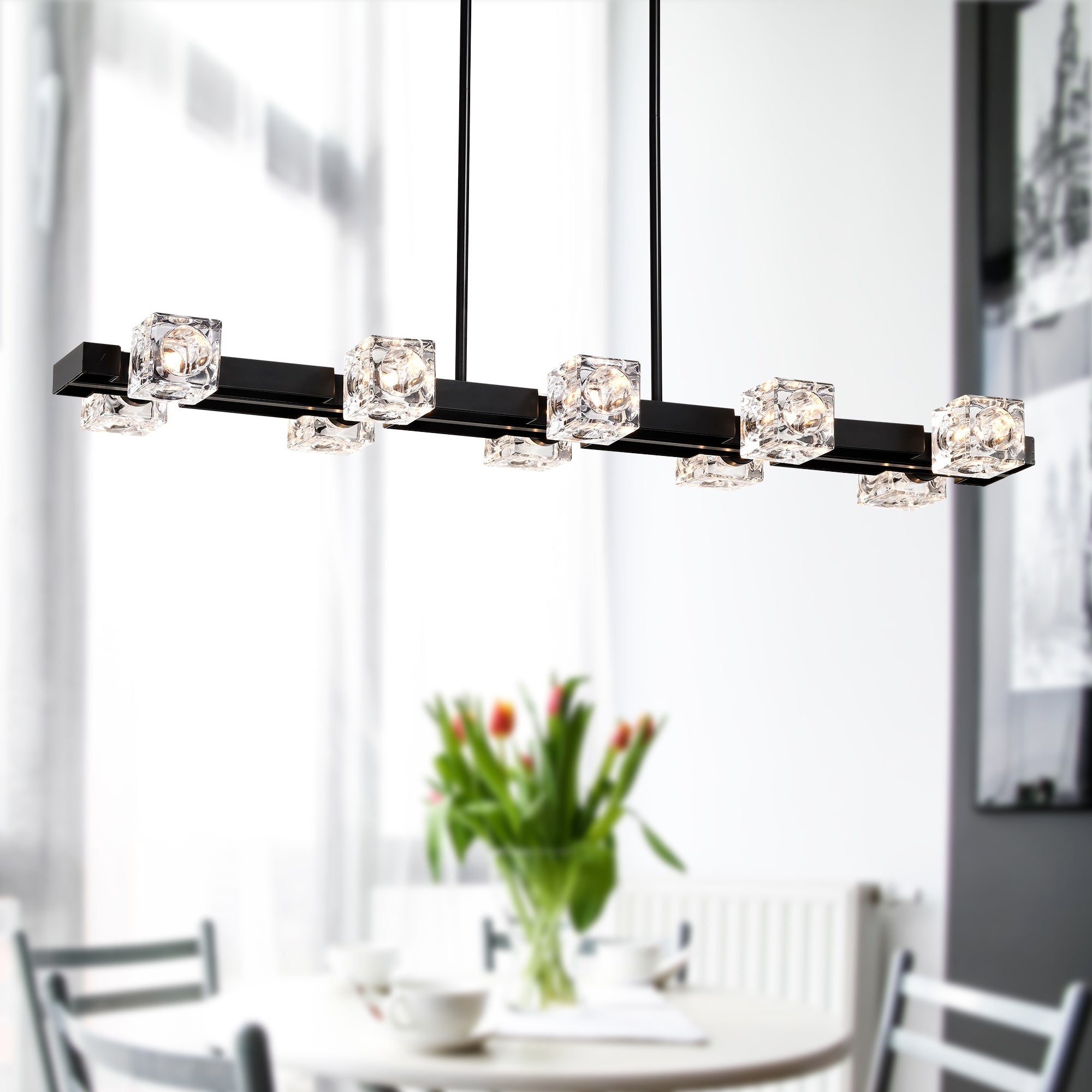 Rectangle Chandelier for Dining Room, 10-Light