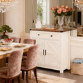 White & Wood-Grain Top Farmhouse Barn-Door Storage Cabinet