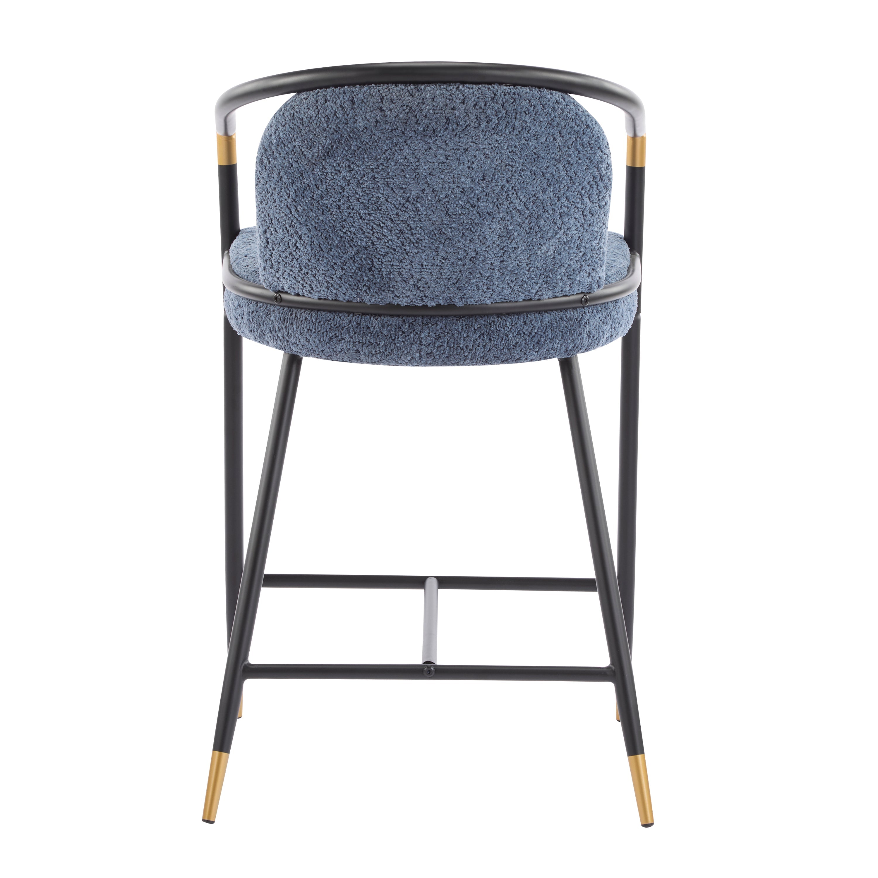 26" H Upholstered Counter Stool with Metal Frame (Set of 2) - Navy