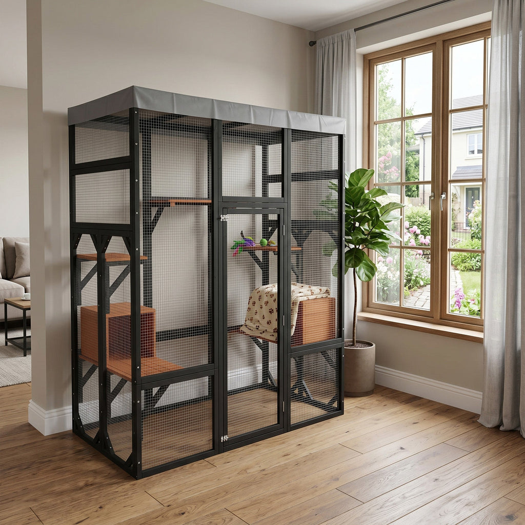 62.6" Solid Wood Pet Enclosure