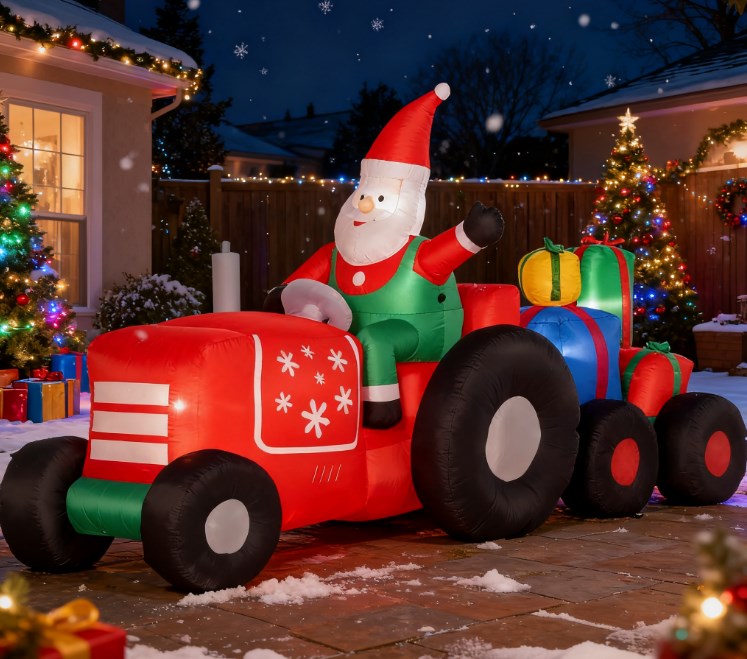 Inflatable Santa on Driving Trailer