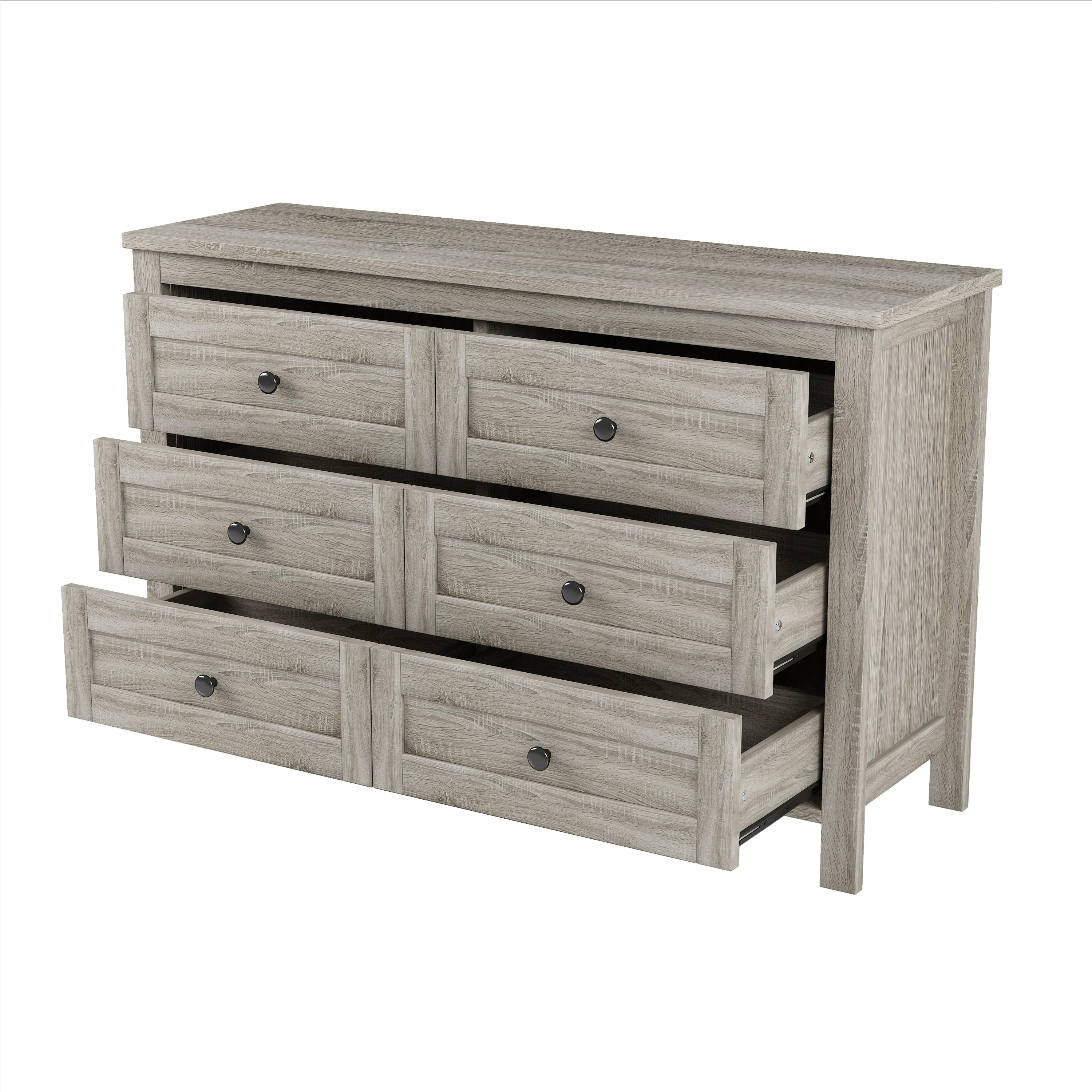 3-Pieces Bedroom Set Queen Size Farmhouse Platform Bed with Storage Headboard and Charging Station