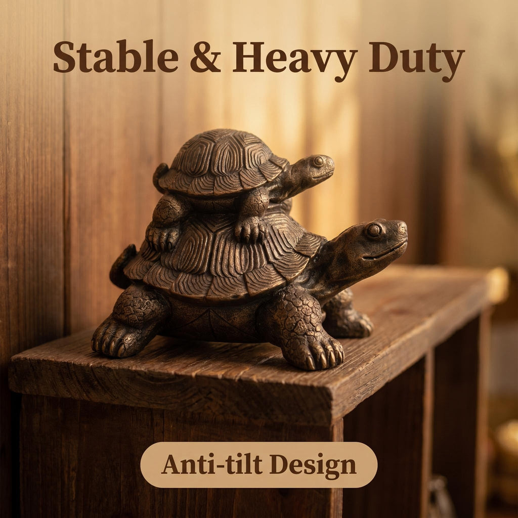 Vintage Bronze Stacked Turtle Statue