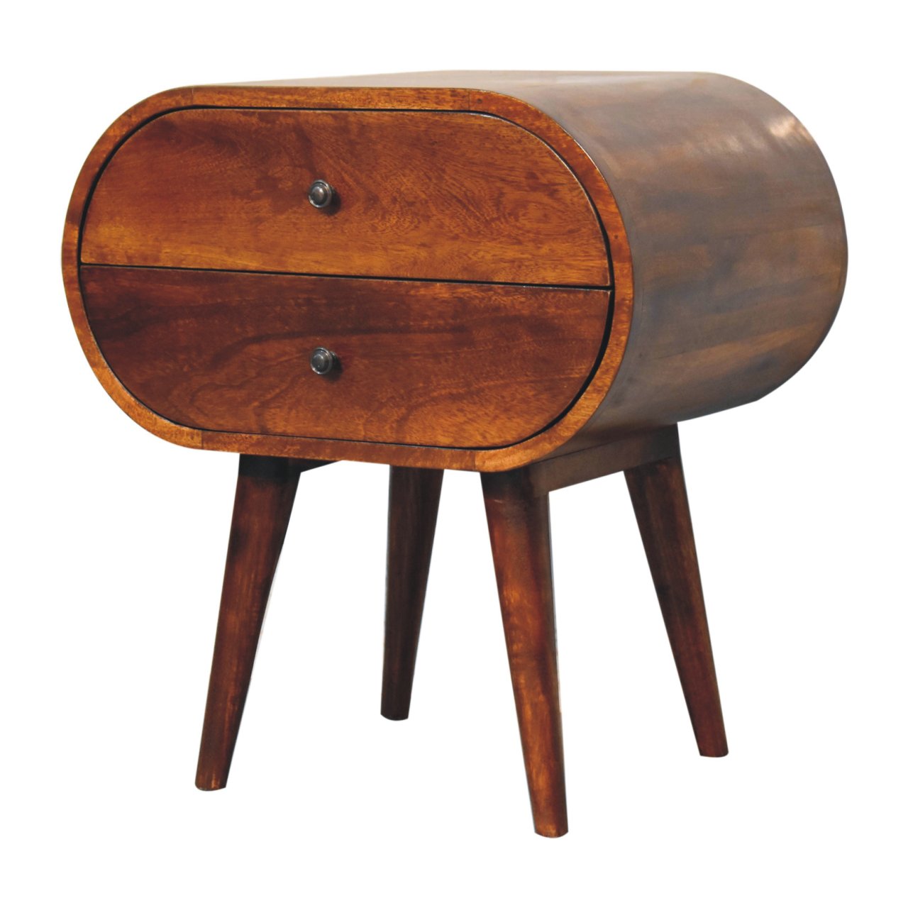 Solid Wood Large Chestnut Circular Bedside Table
