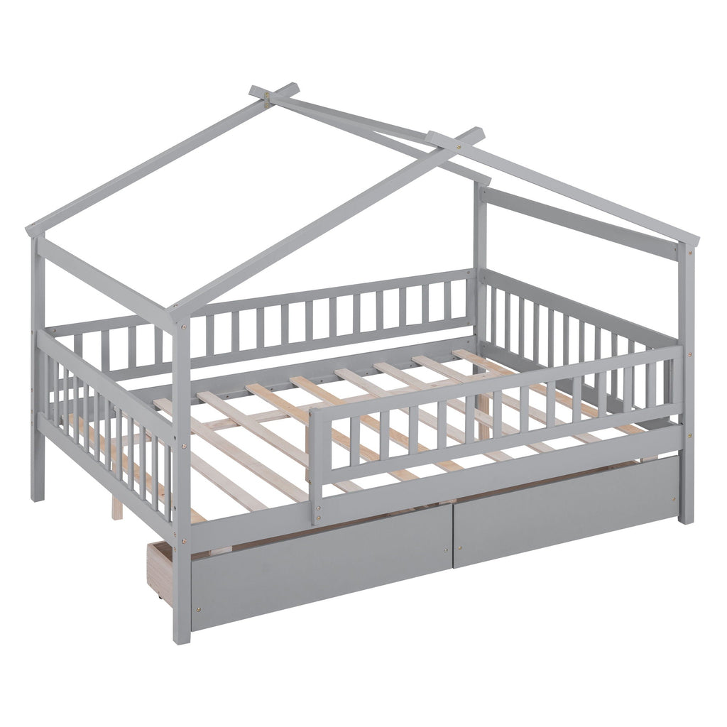 House Bed With 2 Drawers