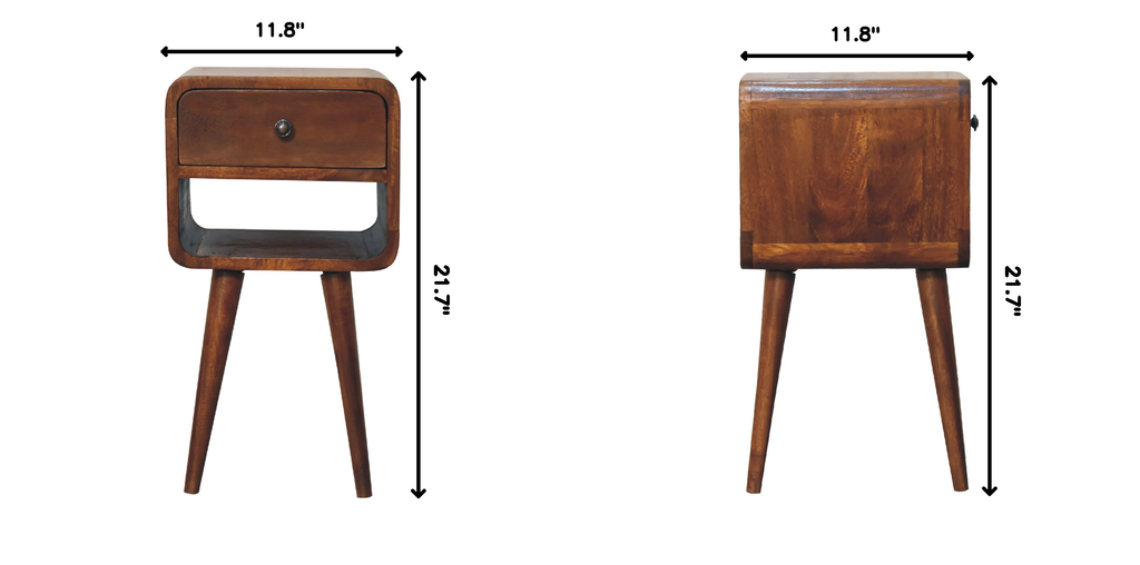 Solid Wood Mini Chestnut Curve Lower Bedside Nightstand