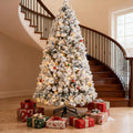Flocked Artificial Christmas Tree with Clear Lights