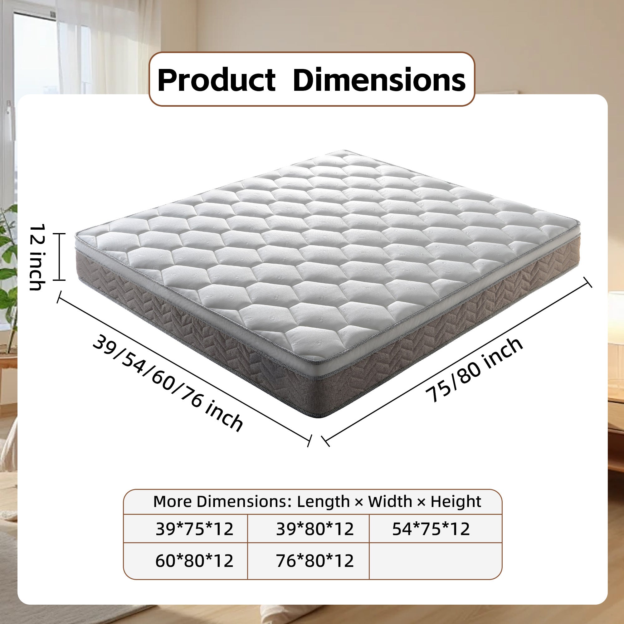 12" Certified Hybrid Memory Foam Pocket Spring Mattress