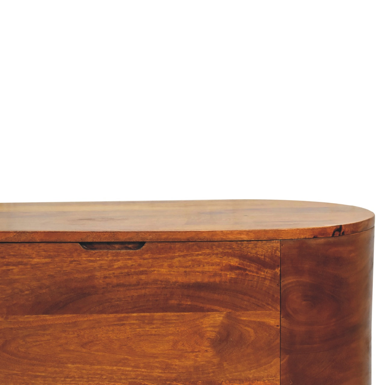 Solid Wood Chestnut Rounded Lid-Up Blanket Box