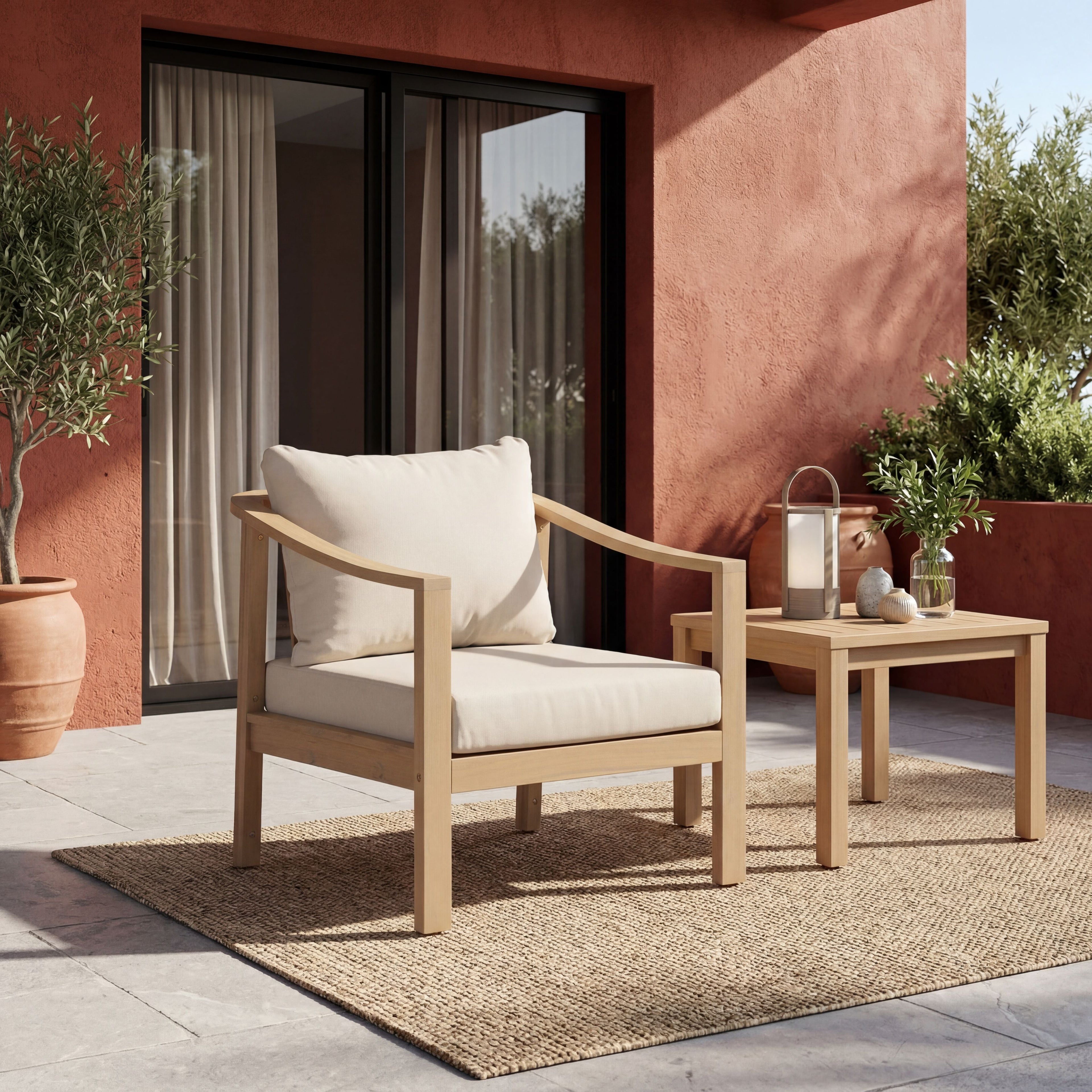 Acacia Wood Patio Furniture Club Chair with Soft Cushion