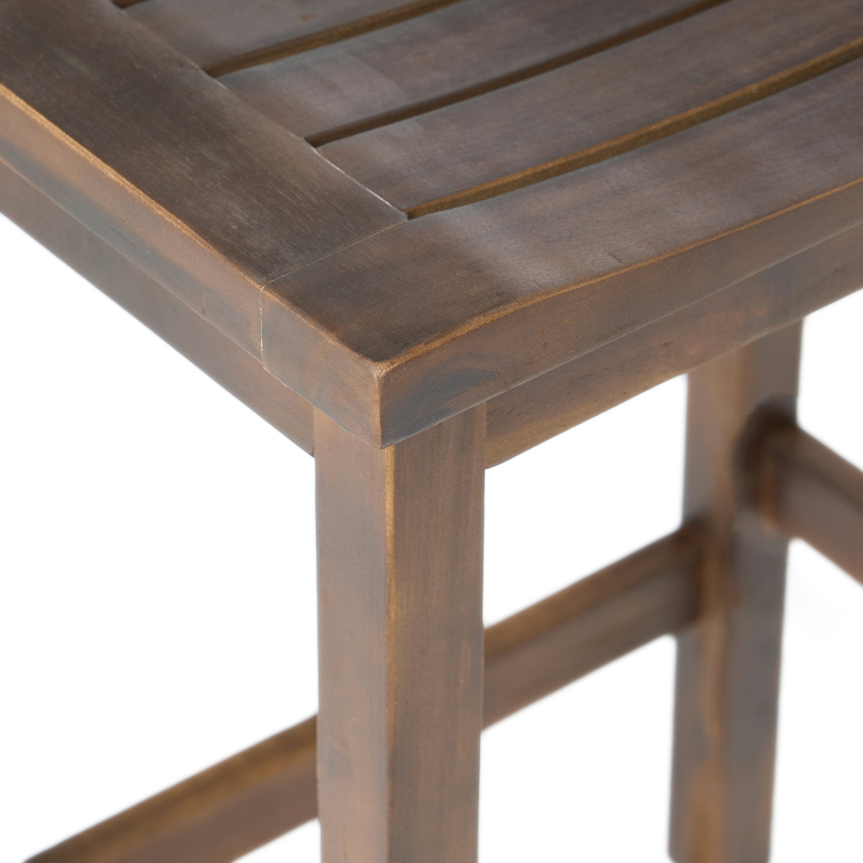 Outdoor Acacia Wood Counter Height Barstool Set of 2
