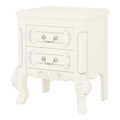 Carved Nightstand With 2 Drawers, Bedside Table - White