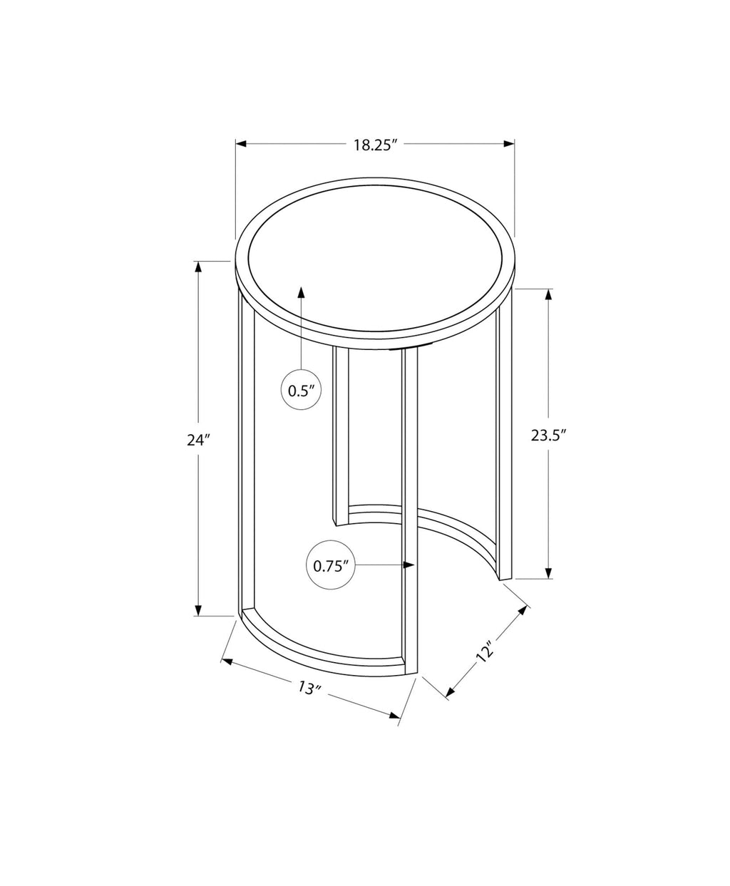 Round Accent Side Table, Contemporary & Modern