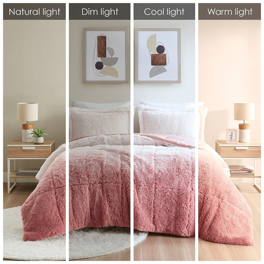 Twin/Twin XL Ombre Shaggy Long Fur Comforter Mini Set