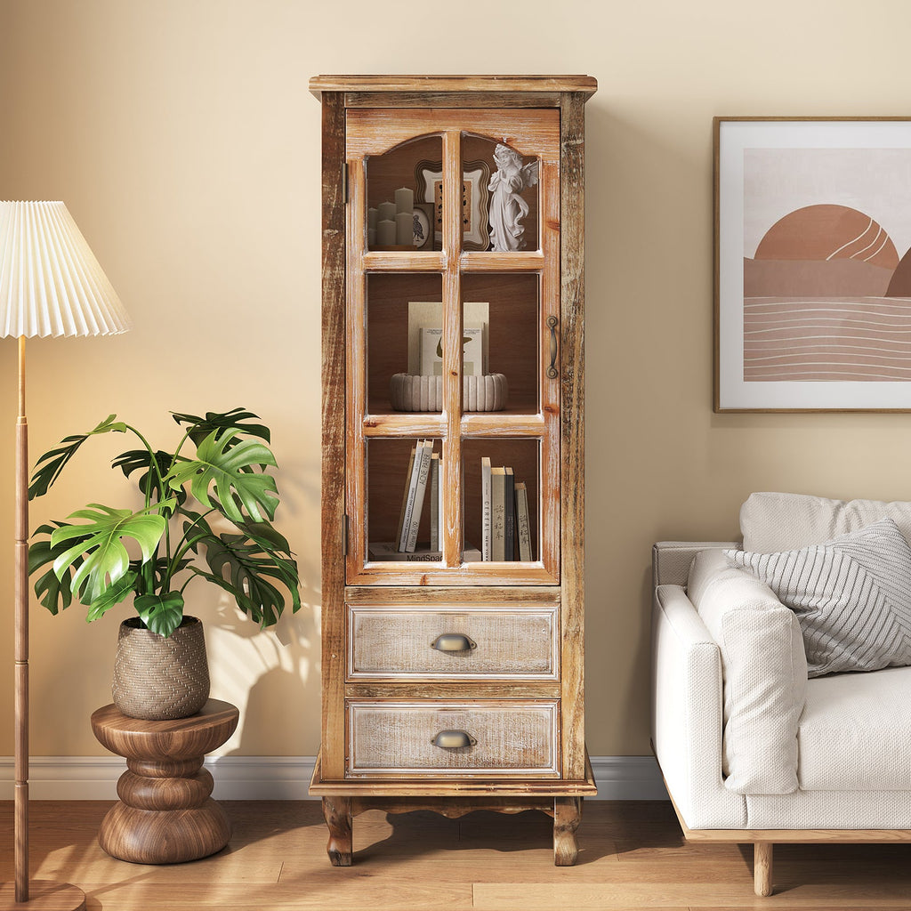 Rustic Wooden Storage Cabinet with Decorative Cutout Door