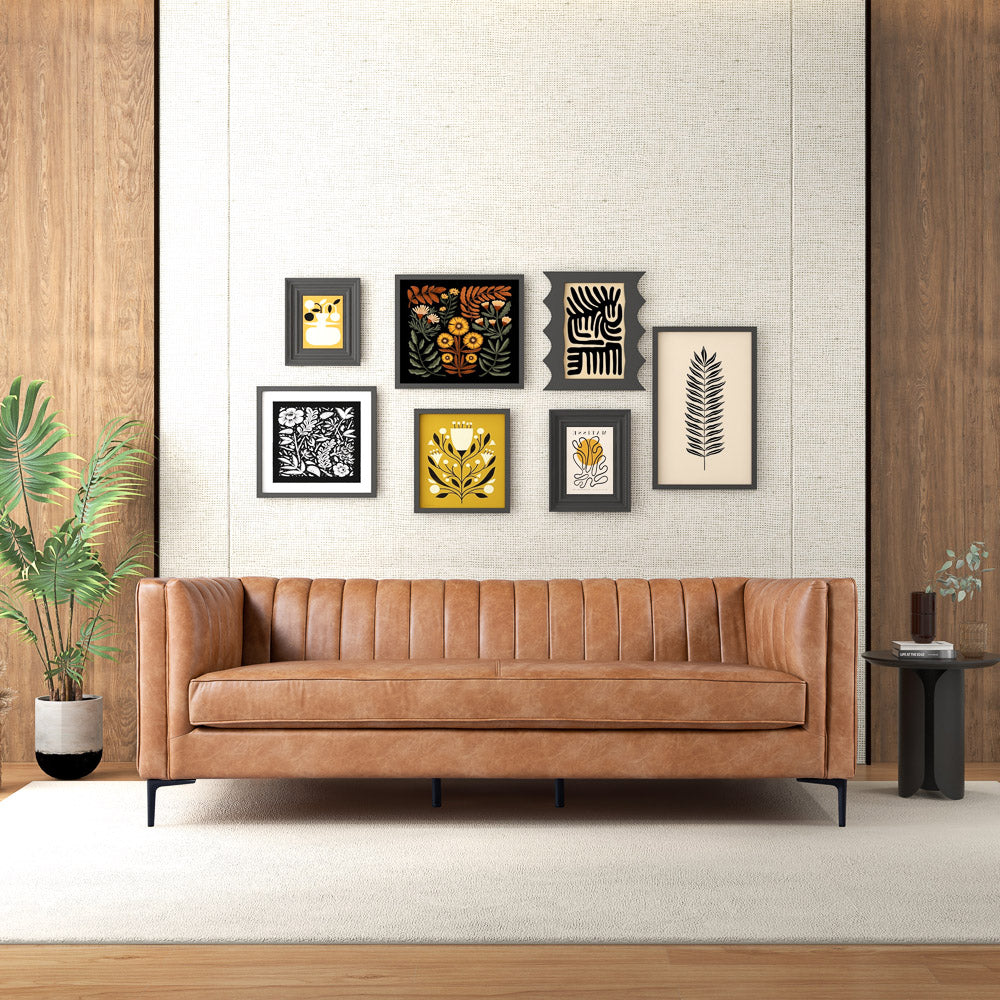Angelina Cognac PU Leather Sofa