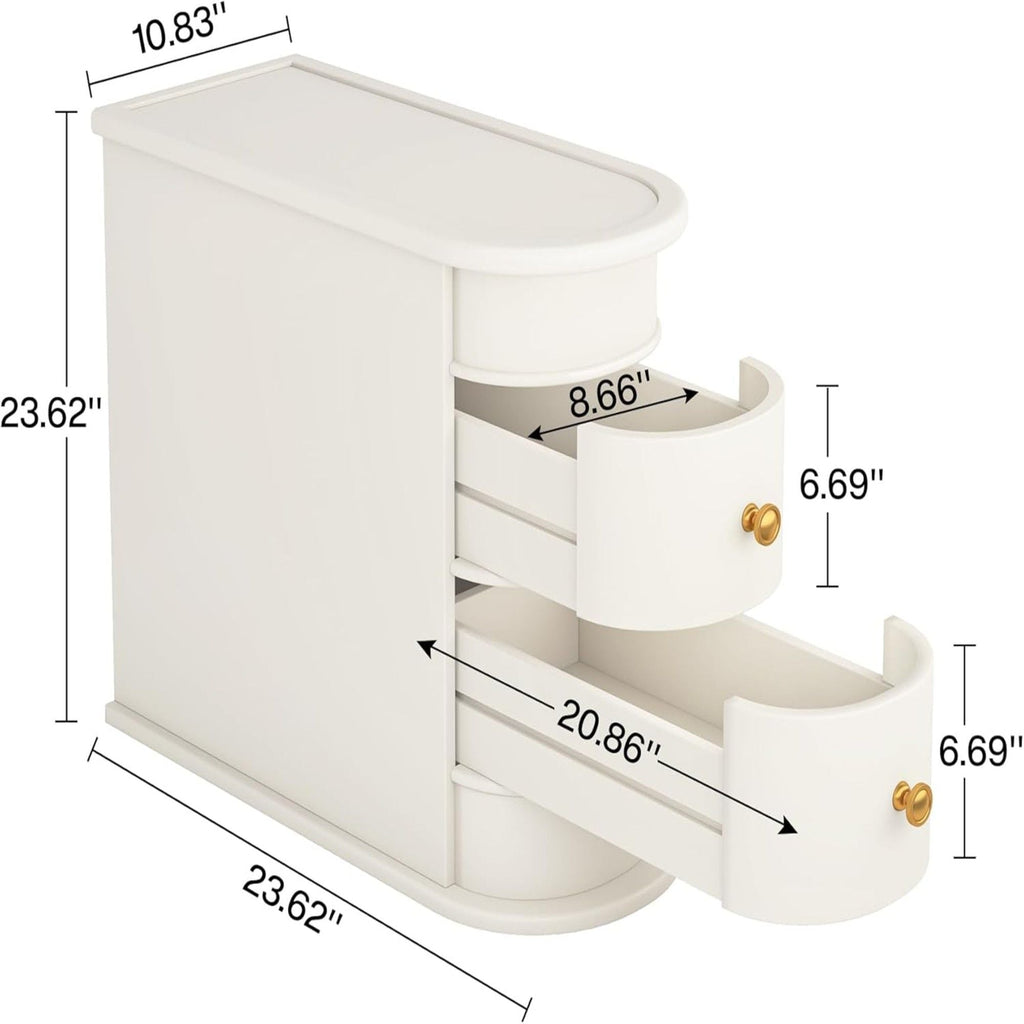 Narrow 2 Drawer End Table