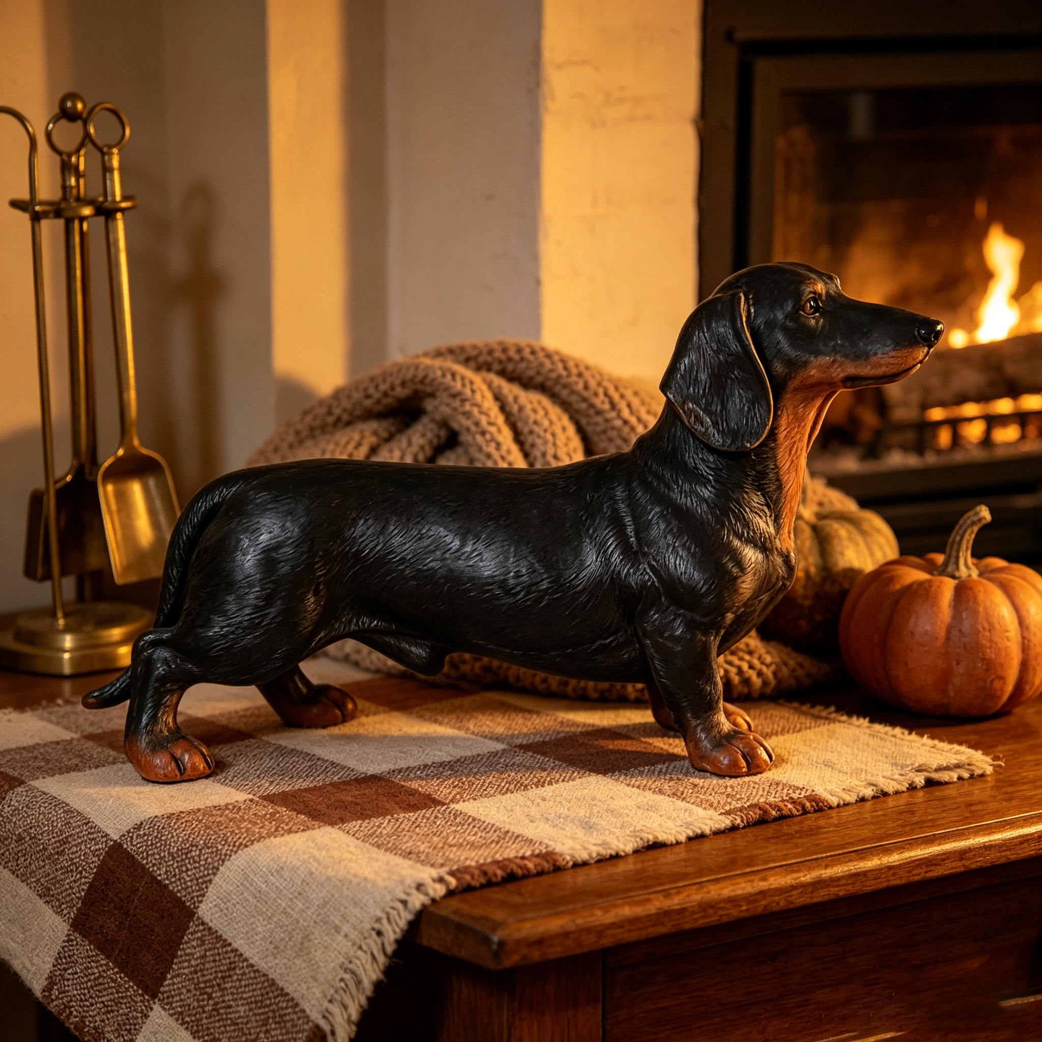 26" Black And Tan Dachshund Statue