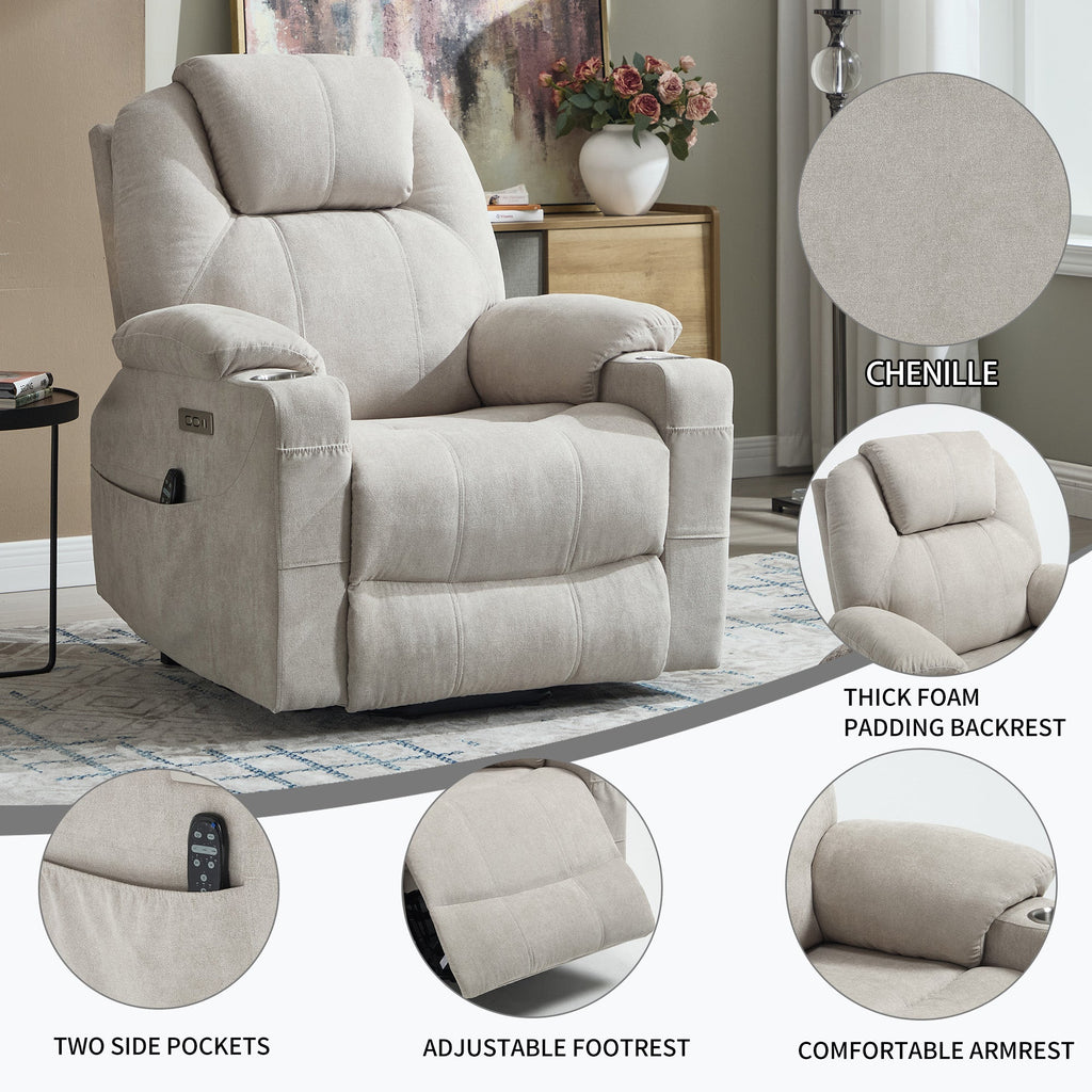 Premium Power Lift Recliner Chair with Massage Functionality