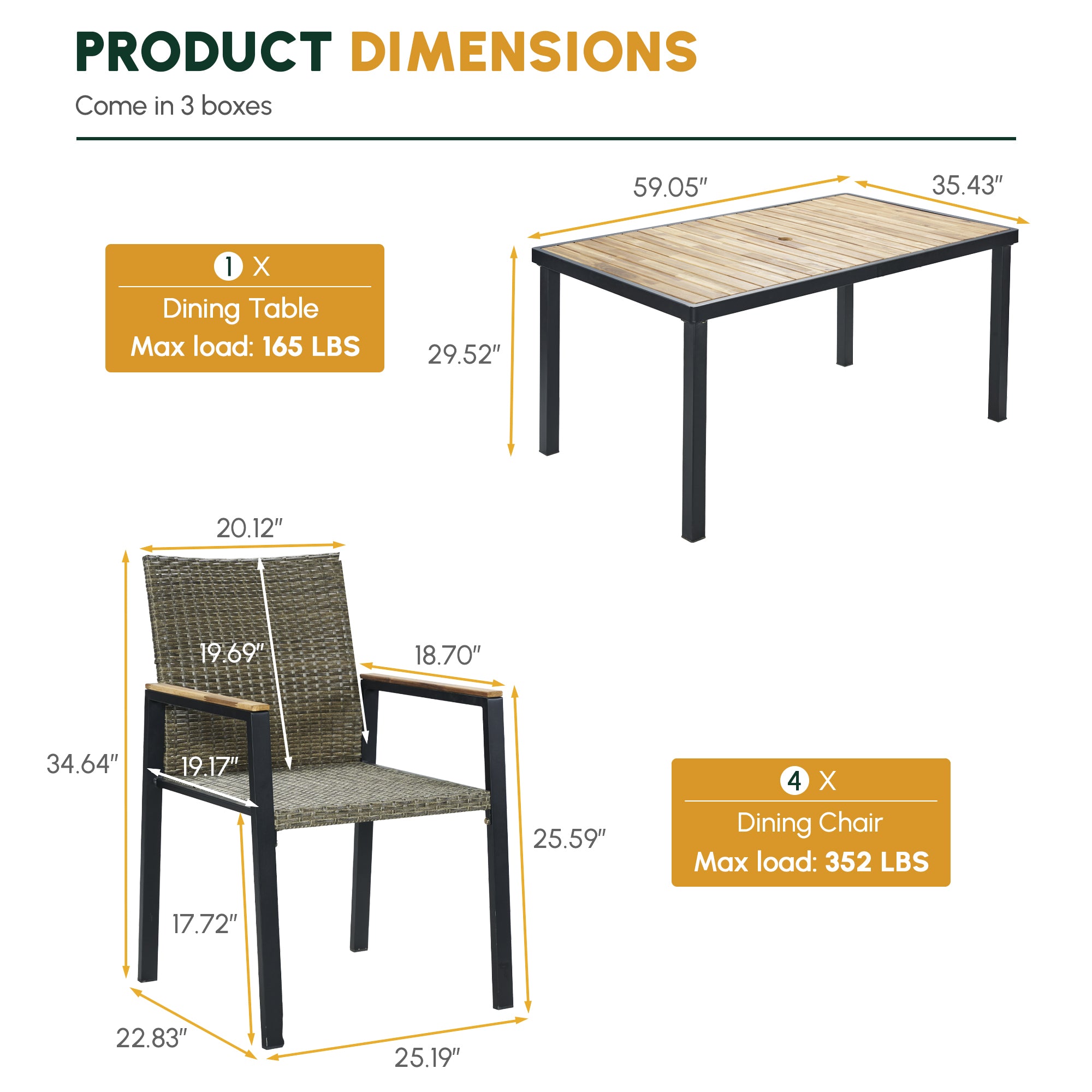 All Weather 7-Piece Patio Dining Table Set