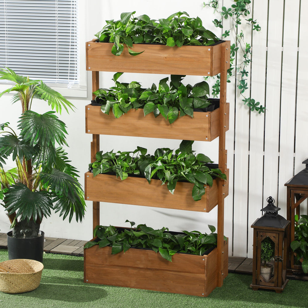 Outsunny Vertical Garden Planter - Wooden 4 Tier Planter Box