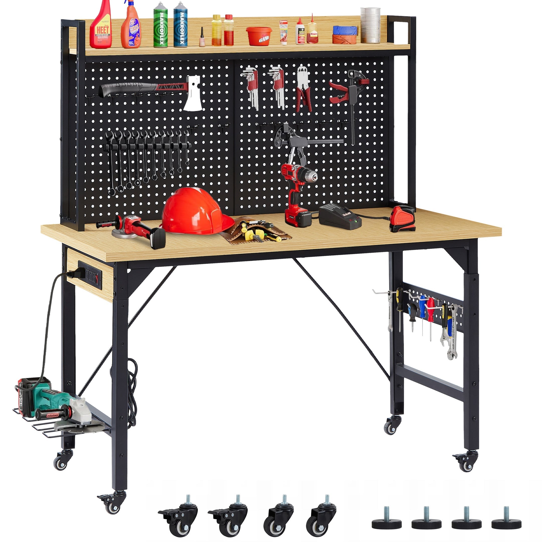 48" Adjustable Workbench with Pegboard
