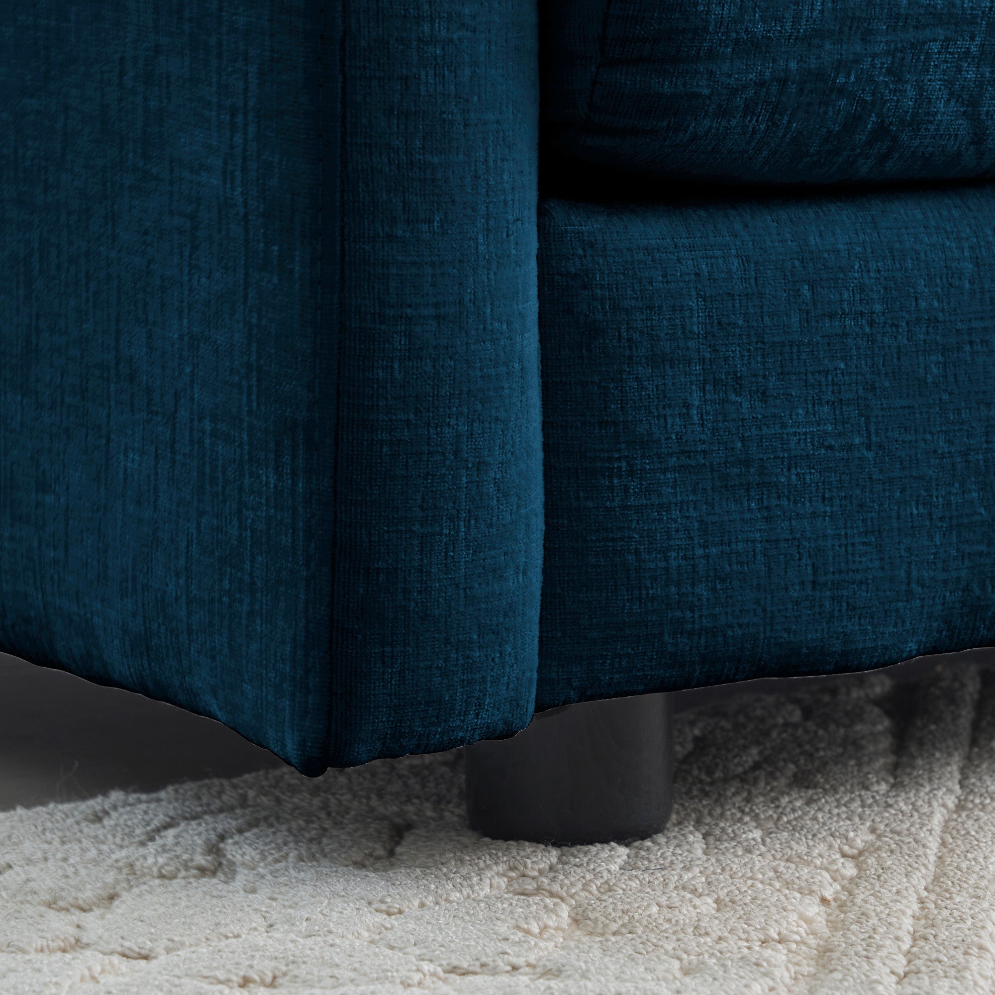 2-Piece Living Room Sofa Set in Blue Chenille