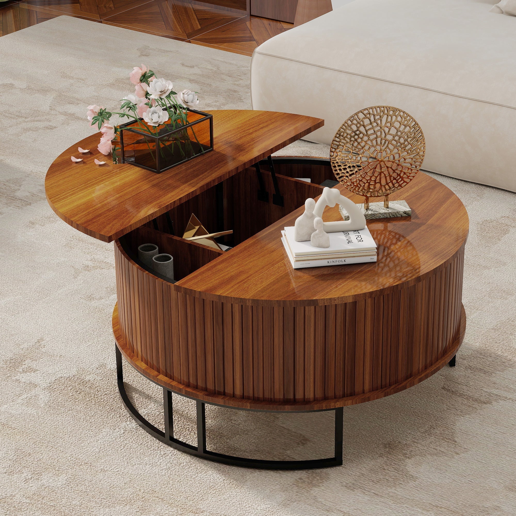 31.5" Round Coffee Table with Storage