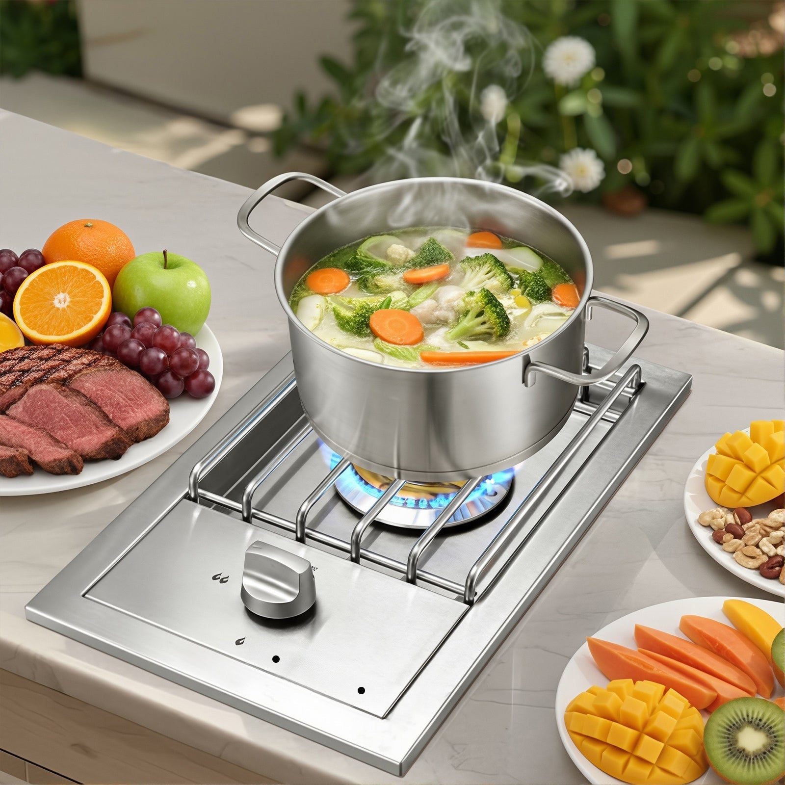 Single Grilling Side Burner, 15,000BTU Liquid Propane