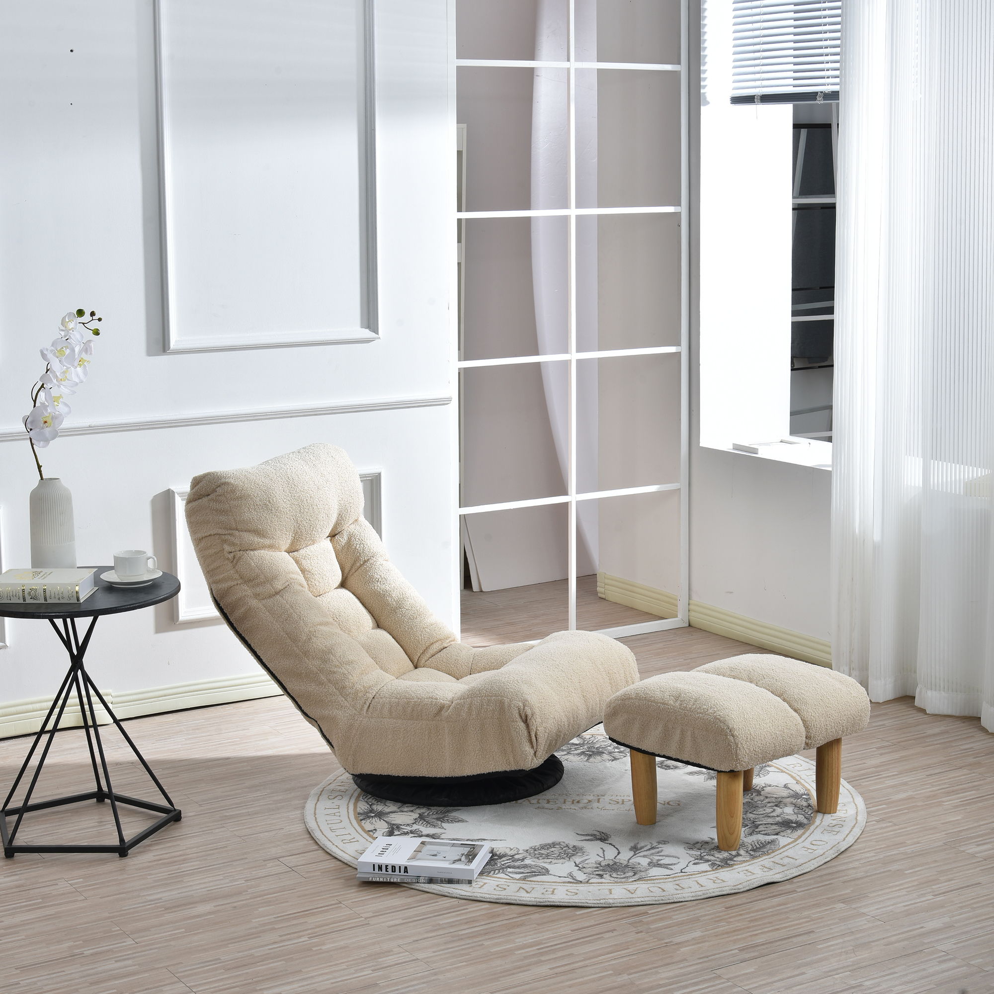 Adjustable Japanese Reclining Floor Chair Sofa With Metal Frame For Living Room