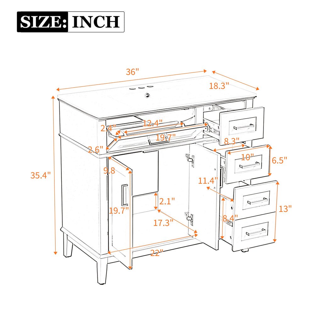36" Light Green Bathroom Vanity