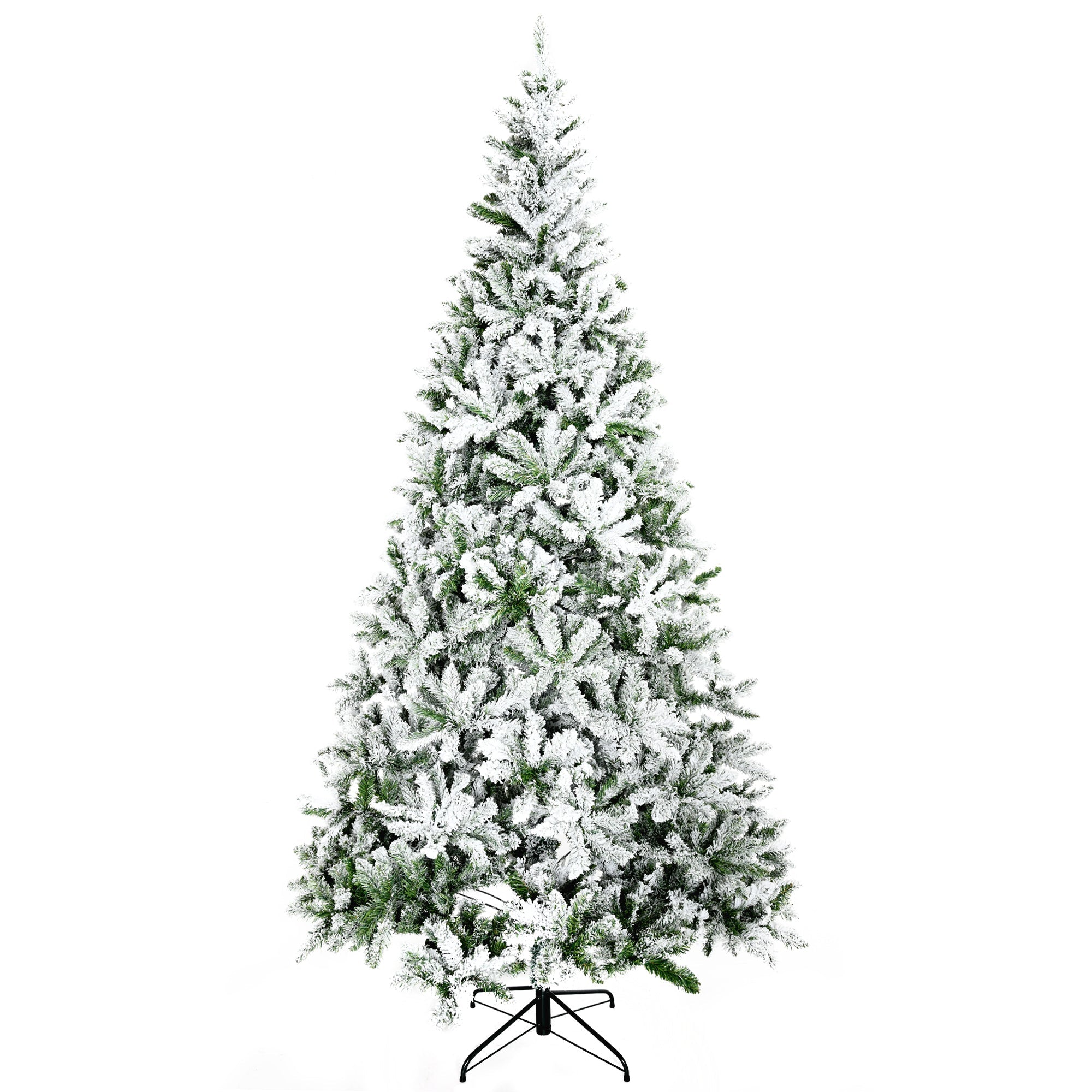 HOMCOM 9' Tall Unlit Snow Flocked Pine Artificial Christmas Tree