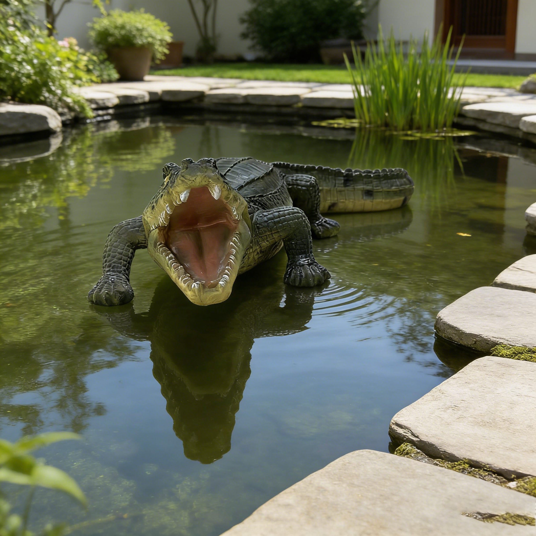23" Simulated Crocodile Garden Statue