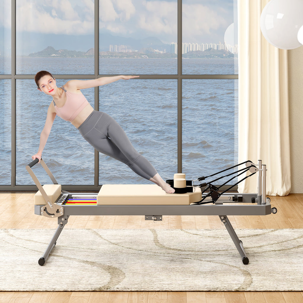 Foldable Pilates Reformer Machine for Home Gym