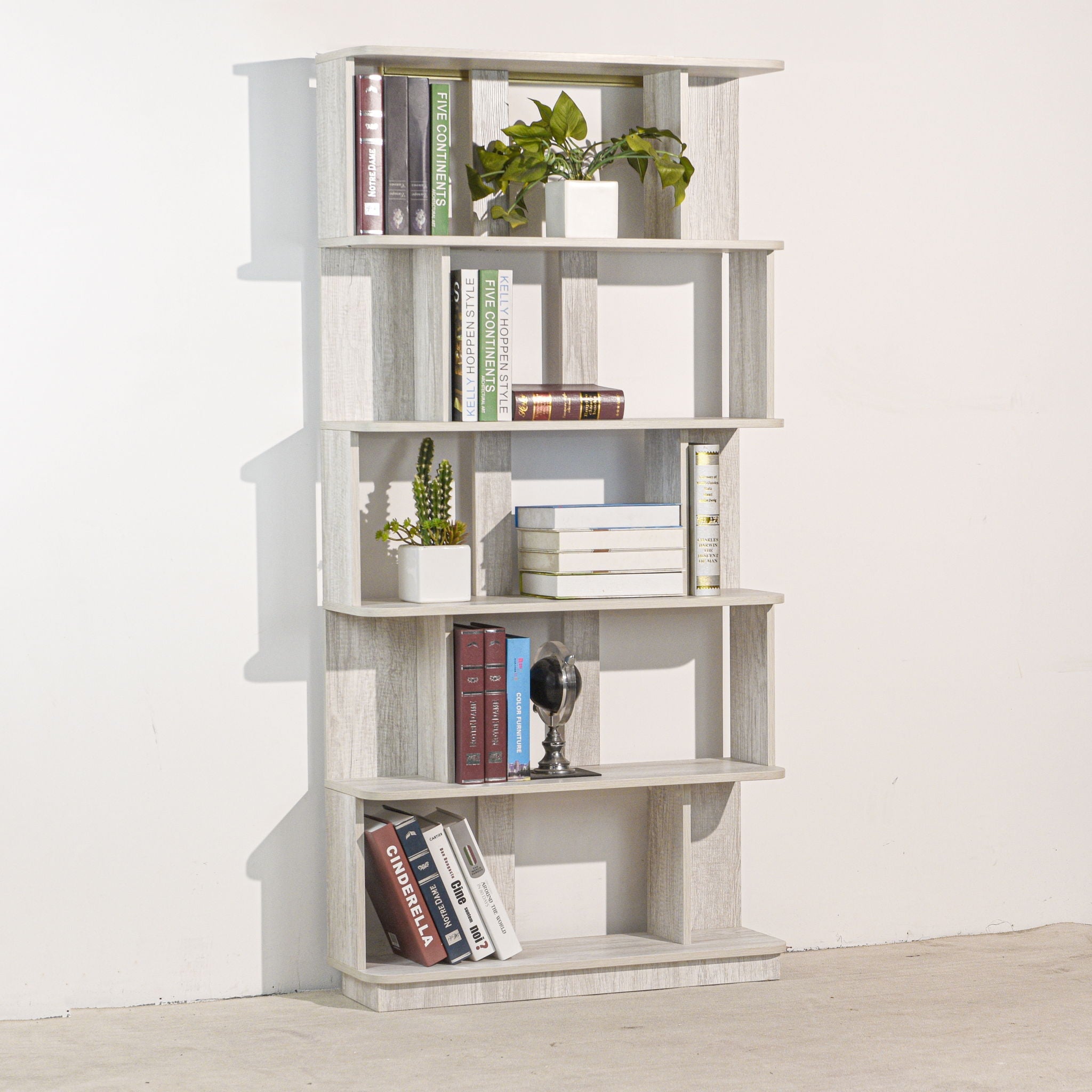 Modern 5 Tier Open Storage Bookcase