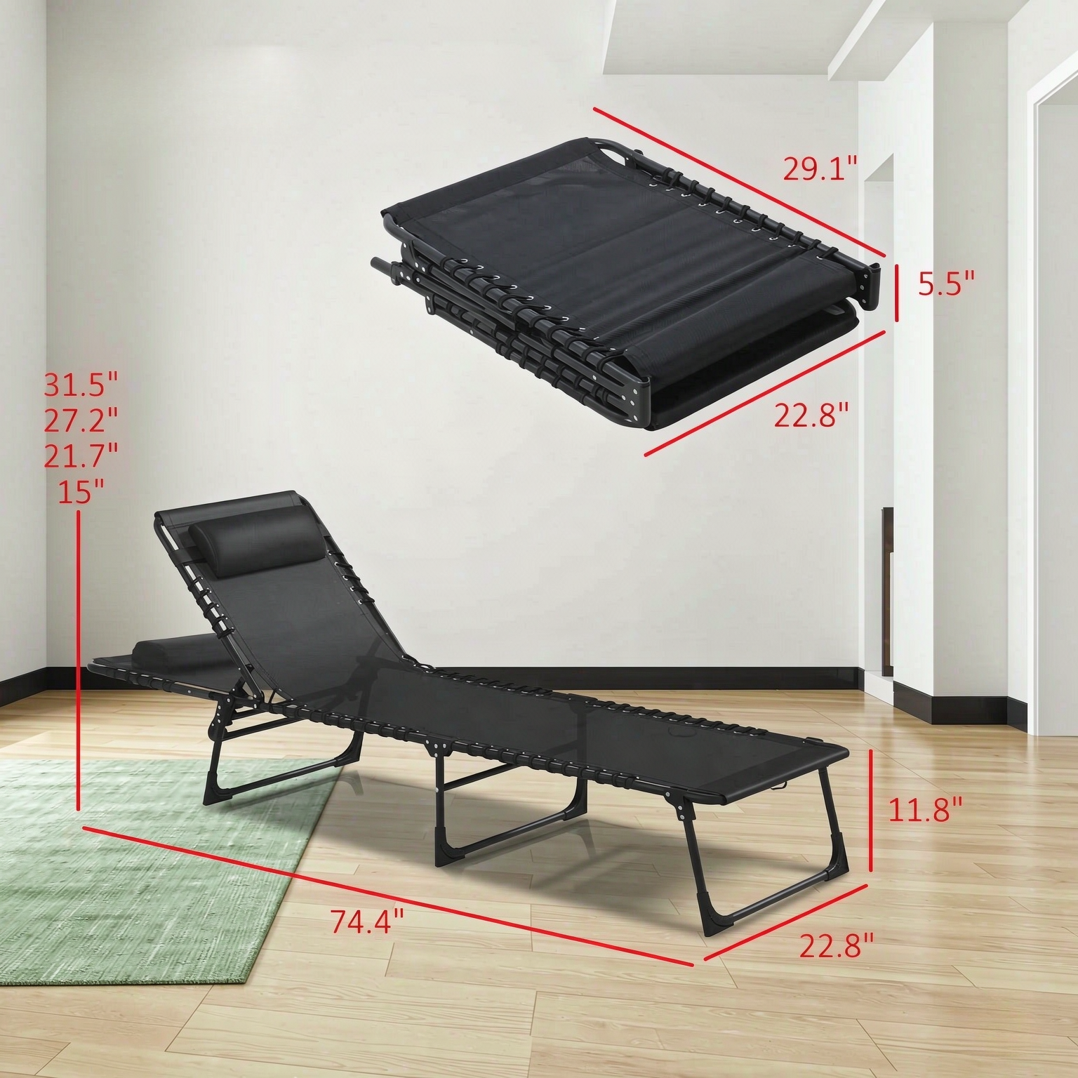 2pcs Folding Chaise Lounge Pool Chairs