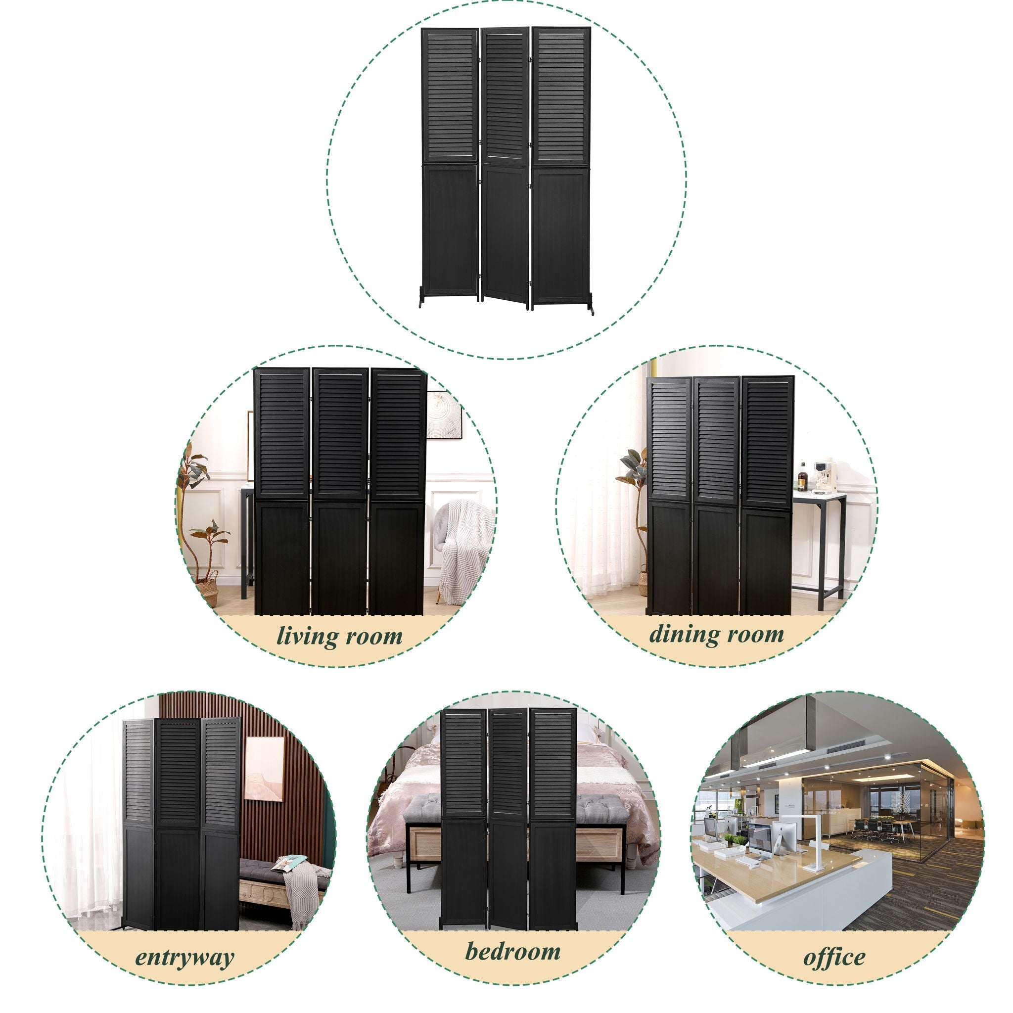 Rustic 3 Panel Room Dividers And Folding Privacy Screen