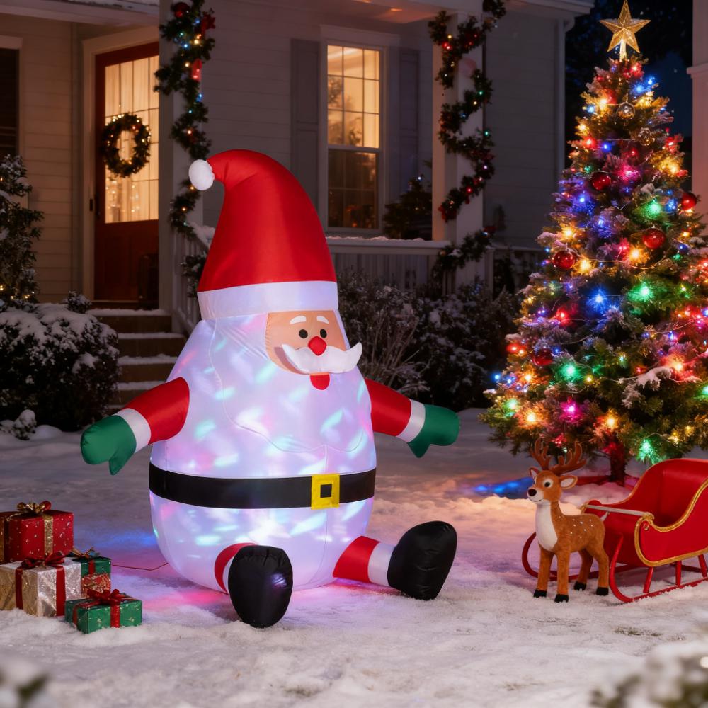 Inflatable Christmas Santa Claus with Rotating Magic Ball Light