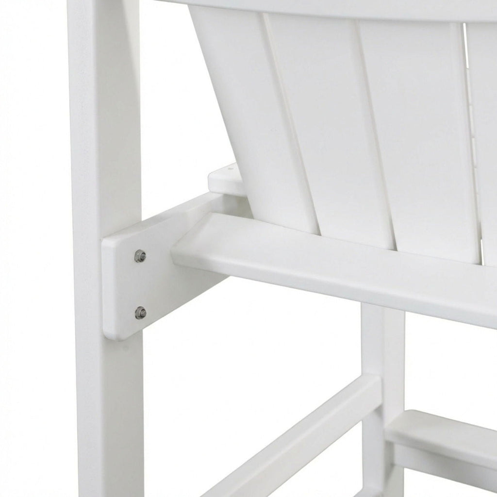 Outdoor Bar Height Adirondack Patio Chair With Cup Holder And Armrests All Weather UV Resistant - White
