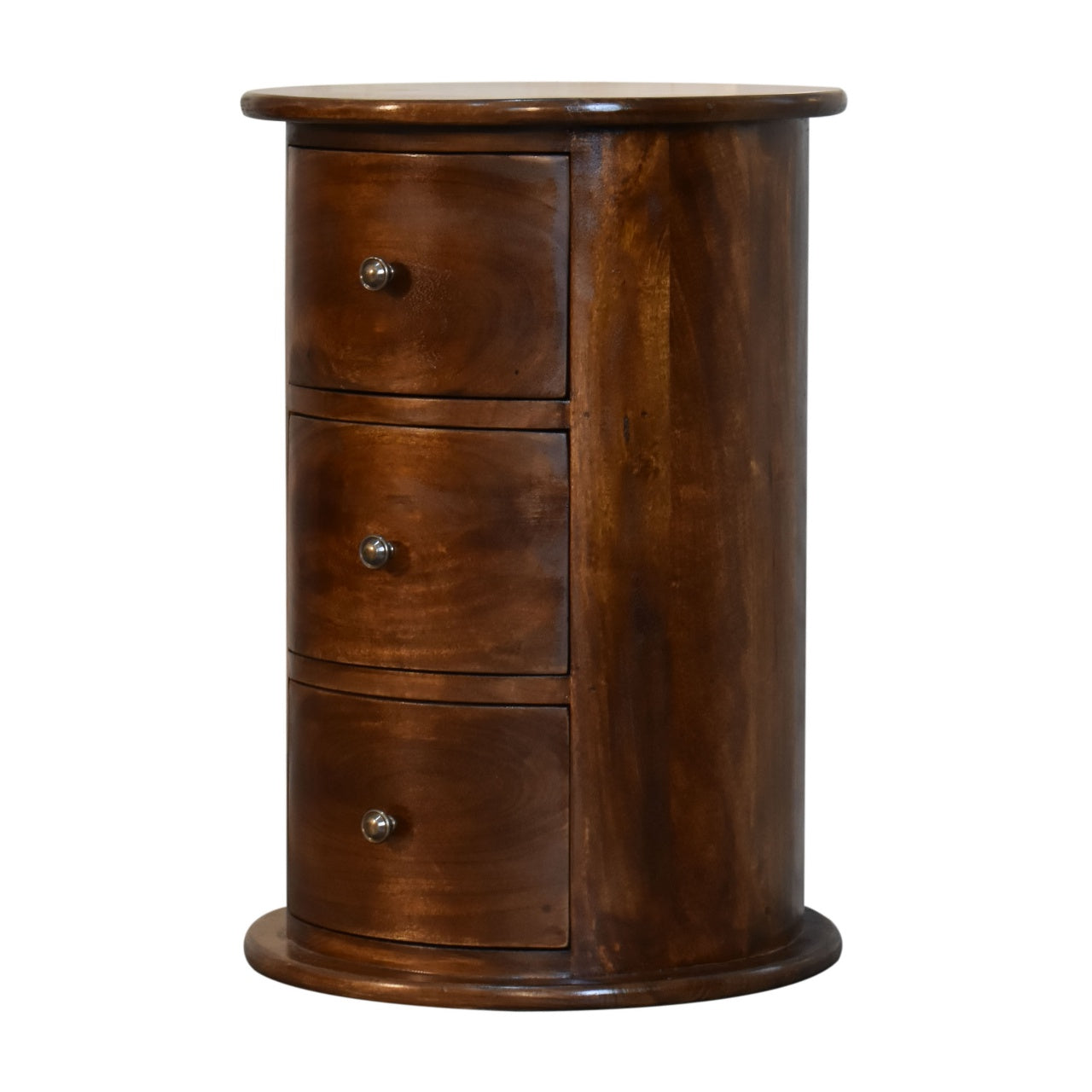 Solid Wood 3-Drawer Chestnut Drum