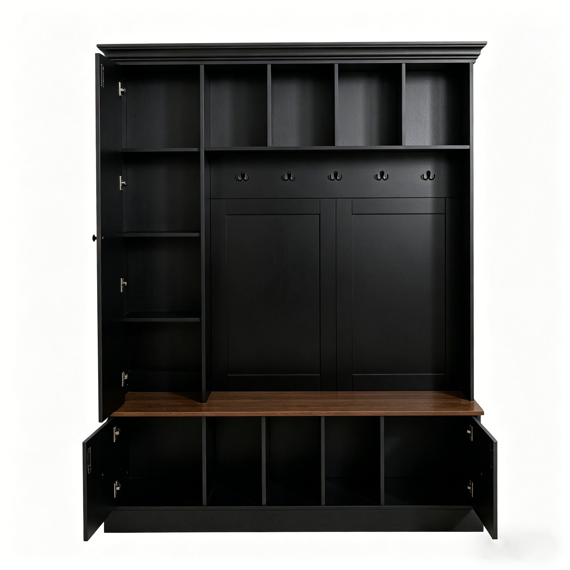 Vibe Haus 62.2'' Farmhouse Hall Tree with Shoe Storage Bench