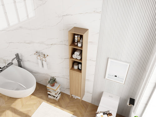 24 Inch Wall-Mounted Side Cabinet and Storage Shelves Combination