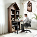 Folding Craft Desk with Storage Shelves