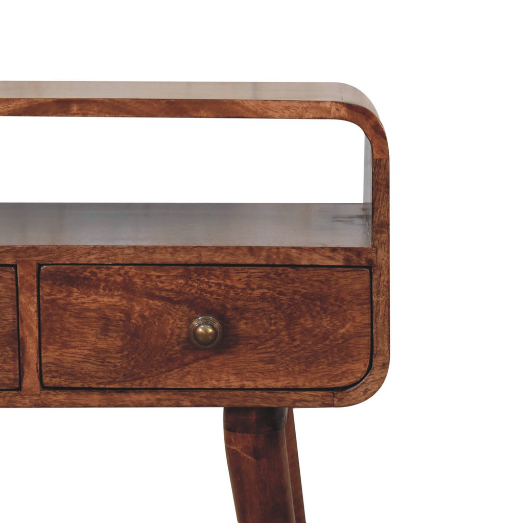 Solid Wood Mini Curved Honey Console Table