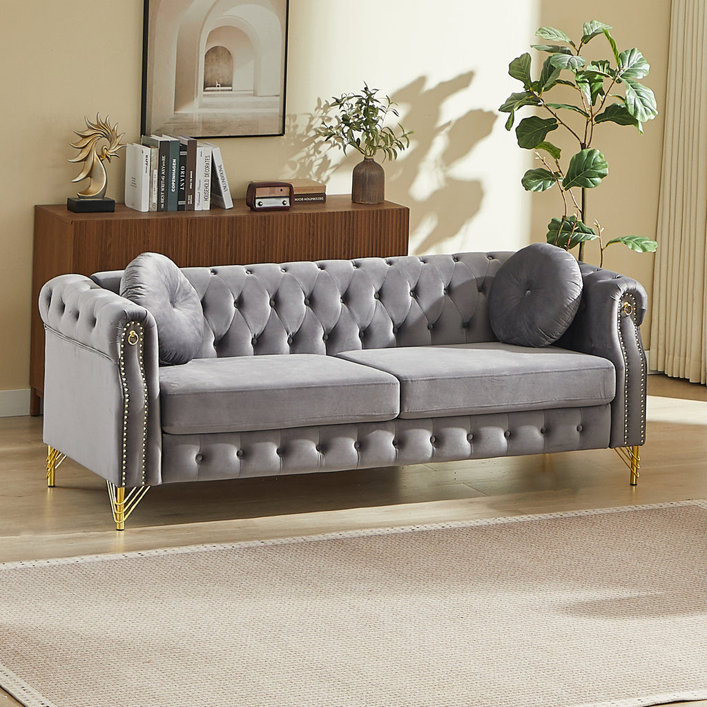 82-Inch Velvet Chesterfield Sofa